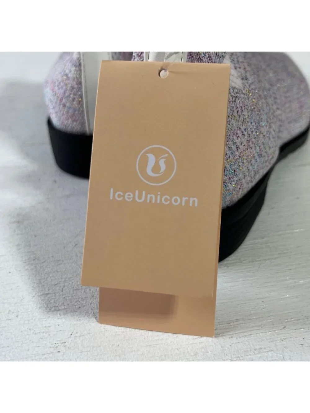 IceUnicorn Sparkly Knit Ankle Boots Girls Size 34 US Size 3 New Pull Tabs